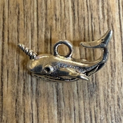 Anhänger - Charm - Narwal 3D - Zinklegierung - Farbe: Silber