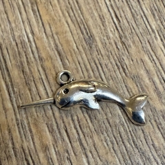 Anhänger - Charm - Narwal - Zinklegierung - Farbe: Silber