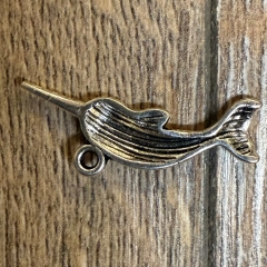 Anhänger - Charm - Narwal - Zinklegierung - Farbe: Silber
