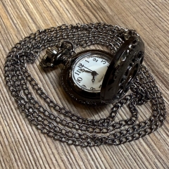Uhr - Taschenuhr - Größe S - Blume schwarz - Quartz - Steampunk