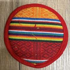 Klangschale - Kissen Tribal flach aus Baumwolle - roter Rand - 10,5cm