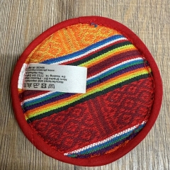 Klangschale - Kissen Tribal flach aus Baumwolle - roter Rand - 10,5cm