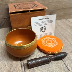 Klangschale - Chakra 2. Sakralchakra/Svadisthana Set inkl. Klangstab & Kissen ca. 8cm - orange