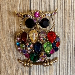 Brosche - Eule mit Strasssteinen - Aetherwelt