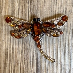 Brosche - Libelle mit Strasssteinen - Aetherwelt