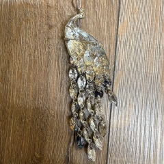 Brosche - Pfau groß mit Quasten & Strasssteinen - Aetherwelt