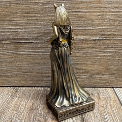 Statue - Bastet Miniatur - ägyptische Göttin der Fruchtbarkeit und Liebe in Katzengestalt - bronziert - Dekoration - Ritualbedarf