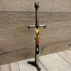 Waffen Deko - Brieföffner - War of Thrones - Wolfskopf mit Ständer, symmetrische Stahlklinge