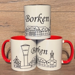Borken - Tasse aus Keramik - Borken (Hessen) Highlights - rot oder schwarz