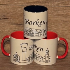 Borken - Tasse aus Keramik - Borken (Hessen) Highlights - rot oder schwarz