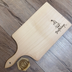 Bad Wildungen - Holz Brett - Schneidebrett aus Buche, mit Griff - 38cm x 18cm x 2cm - Nymphe