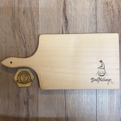 Bad Wildungen - Holz Brett - Schneidebrett aus Buche, mit Griff - 38cm x 18cm x 2cm - Nymphe