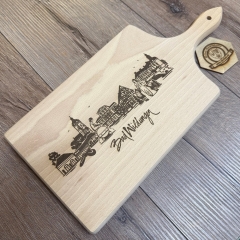 Bad Wildungen - Holz Brett - Schneidebrett aus Buche, mit Griff - 38cm x 18cm x 2cm - Highlights