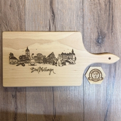 Bad Wildungen - Holz Brett - Schneidebrett aus Buche, mit Griff - 38cm x 18cm x 2cm - Highlights