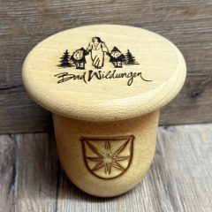 Bad Wildungen - Holz Deckel - Buche unbehandelt - Trinkglas/ Bierkrug/ Bierdeckel - 10cm - Schneewittchen