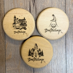 Bad Wildungen - Holz Deckel - Buche unbehandelt - Trinkglas/ Bierkrug/ Bierdeckel - 10cm - Schneewittchen
