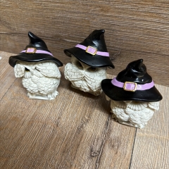 Figur - Lustige Eulen - Die Drei Weisen Schnee-Eulen stehend - 3er Set - coloriert