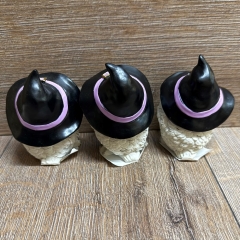 Figur - Lustige Eulen - Die Drei Weisen Schnee-Eulen stehend - 3er Set - coloriert