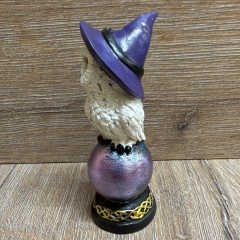 Figur - Lustige Eulen - Hexen-Schnee-Eule auf Pentagramm Kugel 2-fach sortiert - einzeln - coloriert