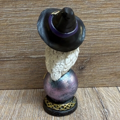 Figur - Lustige Eulen - Hexen-Schnee-Eule auf Pentagramm Kugel 2-fach sortiert - einzeln - coloriert