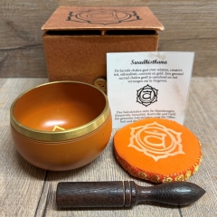 Klangschale - Chakra 2. Sakralchakra/Svadisthana Set inkl. Klangstab & Kissen ca. 8cm - orange