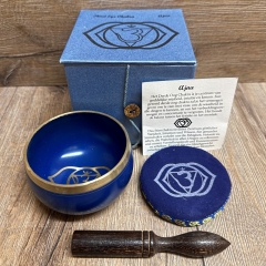 Klangschale - Chakra 6. Stirn-Chakra/ Ajna Set inkl. Klangstab & Kissen ca. 8cm - blau