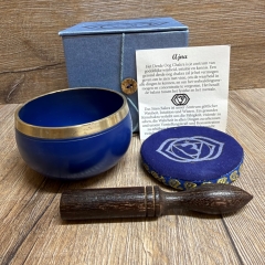 Klangschale - Chakra 6. Stirn-Chakra/ Ajna Set inkl. Klangstab & Kissen ca. 8cm - blau