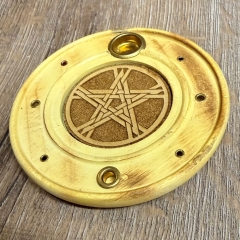 Räucherstäbchen & -kegel - Halter aus Holz - Pentagramm - ca. 10cm
