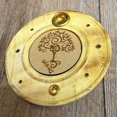 Räucherstäbchen & -kegel - Halter aus Holz - Yoga Tree - ca. 10cm