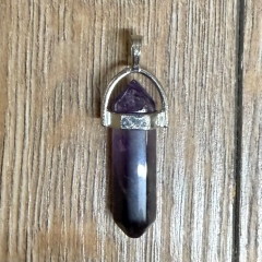 Anhänger - Amethyst mit silberfarbener Einfassung