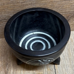 Räucherschale - Speckstein schwarz OM - 10cm x 6cm