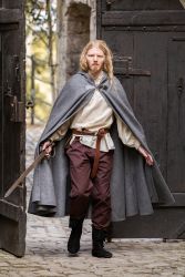 Mantel LC - 6008 Wollumhang mit kurzer Kapuze und Drachenschließe unisex