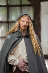 Mantel LC - 6008 Wollumhang mit kurzer Kapuze und Drachenschließe unisex