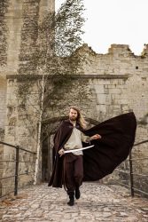 Mantel LC - 6008 Wollumhang mit kurzer Kapuze und Drachenschließe unisex