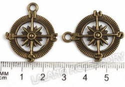 Anhänger - Charm - Windrose - Zinklegierung - Farbe: Antik Bronze