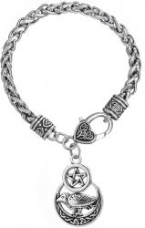 Armband - Rabe im Halbmond & Pentagramm/ Raven Crescent Moon - Wicca - OBOD - ADF - Druiden - Kelten - Hexen