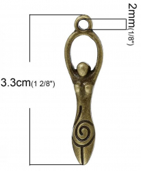 Anhänger - Charm - Göttin mit Spirale - Farbe: Antik Bronze