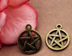 Anhänger - Charm - Pentagramm - Zinklegierung -  Farbe: Antik Bronze