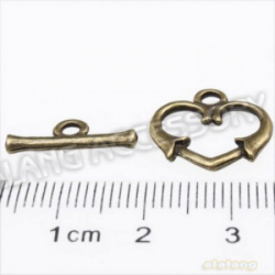 Haken & Öse aus Metall - Herz - 14mm x 13mm - Antik Bronze - auch als Kettenverschluss