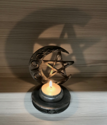 Kerzenständer - Teelichthalter Mond & Pentagramm