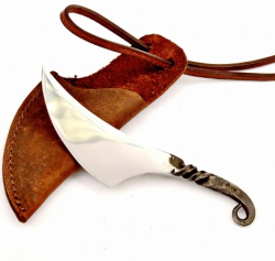 Messer - Halsmesser der Wikinger (Neck-Knife) in Lederscheide - braun