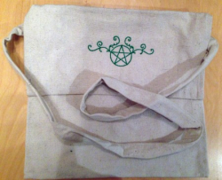Umhänge- Tasche natur - Pentagramm/ Pentakel Ranke - grün
