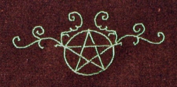Umhänge- Tasche schwarz - Pentagramm/ Pentakel Ranke - grün