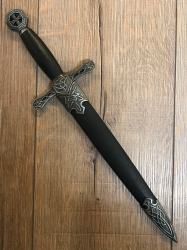 Waffen Deko - Dolch - Templer grau, verziert mit Scheide - Länge 39cm