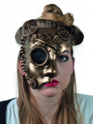 Steampunk - Maske mit Kunstseidenband - Halb-Maske