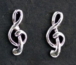 Ohrringe - Ohrstecker Notenschlüssel - 925 Sterling Silber